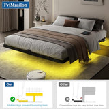 FviMzailon Full Size Floating Bed Frame - Metal Platform Bed with Smart LED Lights & Charging Station, No Box Spring Needed FviMzailon