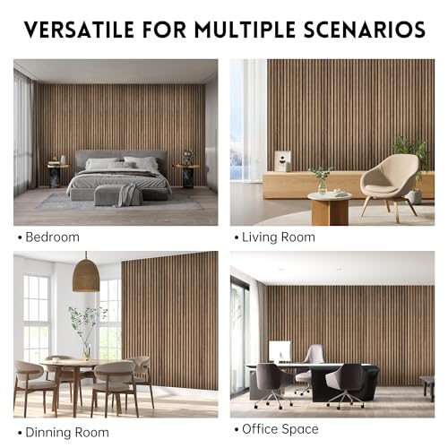 Ritollo Wood Panels for Wall, 4-Pack 94.48" x7.87" 3D Wood Slat Wall Panel, Acoustic Slat Wall Panel for Modern Interior Decor, TV Background, Living Room, Walnut RITOLLO