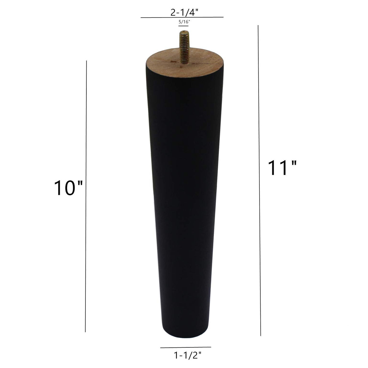 WEICHUAN Black Round Solid Wood Replacement Sofa Couch Chair Ottoman Loveseat Coffee Table Cabinet Furniture Wood Legs Wood Furniture Legs(10" Set of 4) WEICHUAN