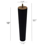 WEICHUAN Black Round Solid Wood Replacement Sofa Couch Chair Ottoman Loveseat Coffee Table Cabinet Furniture Wood Legs Wood Furniture Legs(10" Set of 4) WEICHUAN