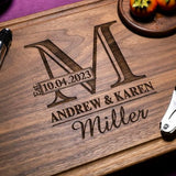 Straga Personalized Cutting Boards | Handmade Wood Engraved Charcuterie | Custom Wedding, Anniversary, Housewarming Gift for Couples Monogram Designs Straga
