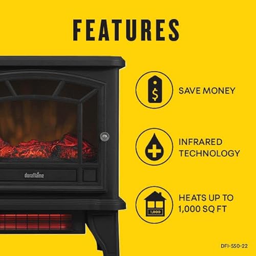 duraflame® Infrared Quartz Electric Fireplace Stove Heater, Black Duraflame