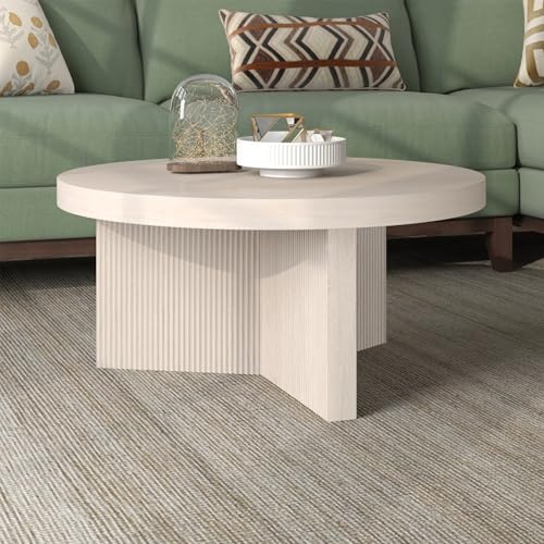 Henn&Hart Holm Coffee Table, 32" Wide, White Henn&Hart