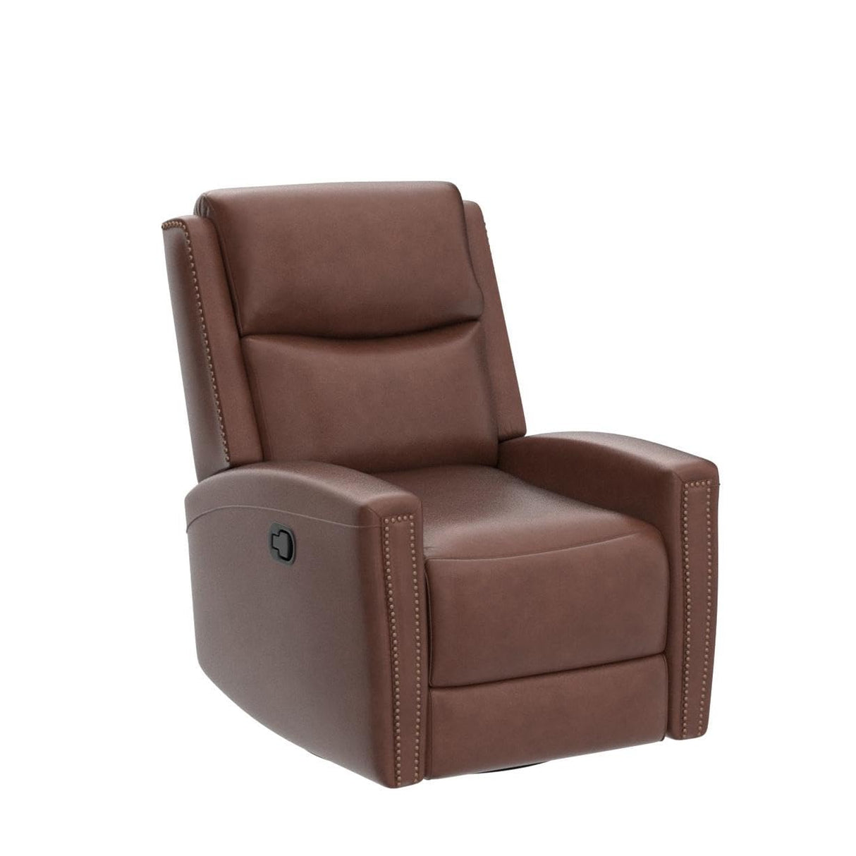 HULALA HOME Genuine Leather Swivel Rocker Recliner, Manual Glider Recliner Chair with Adjustable Backrest & Footrest, Modern Home Theater Sofa Armchair for Living Room Bedroom, Brown HULALA HOME