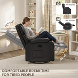 Homall Recliner Chair, 360 Swivel Rocking Chair for Adults, Massage Nursery Chair with Adjustable Backrest and Footrest, PU Leather Glider Rocker Recliners with Side Pocket for Living Room (Black) Homall
