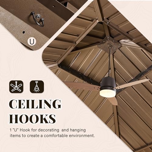 YOLENY 10' x 10' Hardtop Gazebo, Metal Gazebo with Aluminum Frame, Double Galvanized Steel Roof, Curtains and Netting Included, Pergolas for Patios, Garden, Parties, Lawns YOLENY