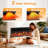 3 Sided Electric Fireplace, 50" Smart WiFi Fire Place Mount/Built-in, 12 Realistic Flame Colors, 5 Color Brightness, 1500W with Timer Remote Control, Log, Crystals JINJUNYE