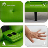 ODOLAR 67" Futon Sofa Bed,Convertible Sofa Bed with 2 Cup Holders,Sleeper Couch PVC Leather Removable Soft Armrest Small Couch for Living Room Apartments ﻿ (Green) ODOLAR