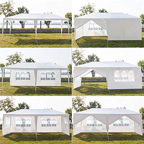 CAIDE-STORE White 10x20 ft Outdoor Waterproof Canopy Tent for Party Wedding Heavy Duty Patio Garden Gazebo Pavilion with Windows and Removable Sidewalls 6-Side Wall CAIDE-STORE