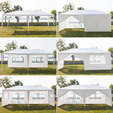 CAIDE-STORE White 10x20 ft Outdoor Waterproof Canopy Tent for Party Wedding Heavy Duty Patio Garden Gazebo Pavilion with Windows and Removable Sidewalls 6-Side Wall CAIDE-STORE