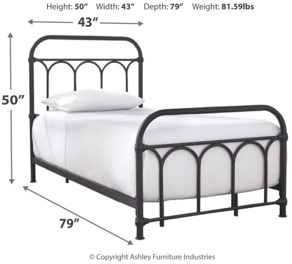 Signature Design by Ashley Nashburg Farmhouse Industrial Twin Metal Bed with Powdercoated Finish, Matte Black Signature Design by Ashley