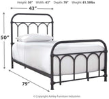 Signature Design by Ashley Nashburg Farmhouse Industrial Twin Metal Bed with Powdercoated Finish, Matte Black Signature Design by Ashley