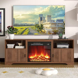 Fireplace TV Stand for Television up to 80 Inch,Entertainment Center with Adjustable Shelf,Mid-Century Modern Fluted TV Stand with 23" Electric Fireplace,Media Console for Living Room,Bedroom Mxtxmy