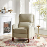 HULALA HOME Genuine Leather Recliner Chair, Modern Push Back Recliner Armchair with Thick Seat, Backrest & Footrest, Nailhead Decor for Living Room, Bedroom, Beige