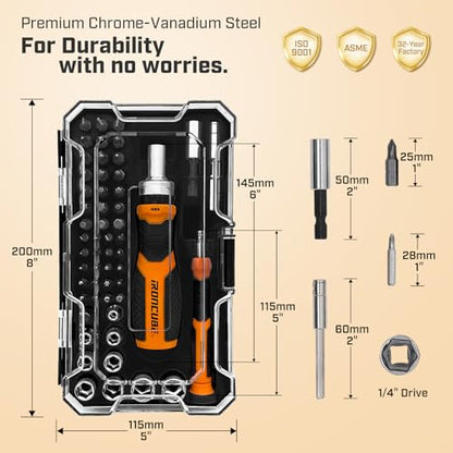 IRONCUBE Ratcheting Screwdriver Set: 56-Piece Magnetic Multi Bits Tool Kit with Case - WoodArtSupply