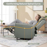 choairy Swivel Rocker Recliner Chair for Adults, Recliner Chairs for Small Spaces, Faux Leather Manual Reclining Sofa Chair, Comfy Soft Nursery Rocking Chair for Living Room， Olive Green