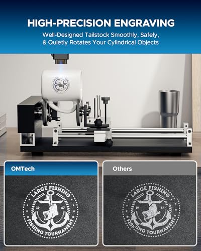 OMTech Laser Rotary Attachment with Nema 23 2-Phase Stepper Motor for 50W 60W 80W 100W 130W CO2 Laser Engraving Machines Rotary Tool Accessory Kit for Wood Metal and More OMTech