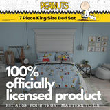 Peanuts® Charlie Brown, Snoopy & Gang Bedding, 7 Piece Super Soft Cozy Reversible Comforter and Sheet Set with Sham, King, (100% Official Licensed Product) by Franco Collectibles Franco