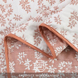 Marina Decoration Jacquard Embroidered Stitching Coverlet Bedspread Ultra Soft Bedding Solid 2 Piece Summer Quilt Set with 1 Quilted Sham, Pink Floral Twin/Single Size Marina Decoration