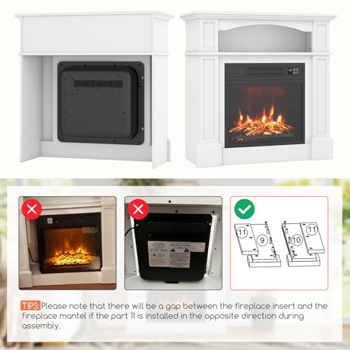 ORALNER 32” Electric Fireplace with Mantel, Package Wooden Firebox Surround Freestanding 18“ Fireplace Insert Heater w/ 3 Flame Effects, Remote & 6H Timer, Overheat Protection, 1400W (White) ORALNER