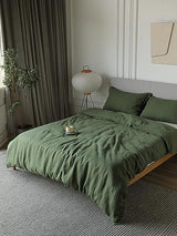 XZ XIFA Green Linen Duvet Cover Full, 100% Washed French Flax Linen Bedding Set with Zipper Closure, Cooling & Textured Bed Sets for Hot Sleepers(1 Duvet Cover, 2 Pillowcases) XZ XIFA
