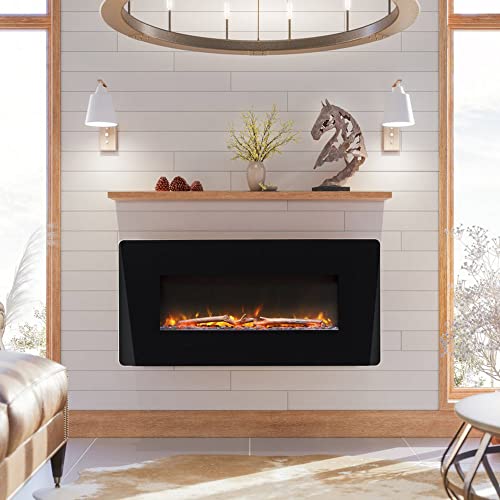 Dimplex Winslow Wall Mounted Electric Fireplace, 35" Inch, Black, 1400W - Modern Wall Electric Fireplace with Heater, Multiple Media Options, Remote Control - Slim Fireplaces for Living Room, Bedroom DIMPLEX