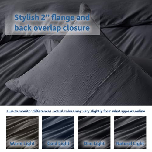 Hearth & Harbor Full Duvet Cover Set - Full Soft Prewashed Dark Grey Duvet Cover, 3 Piece Set with Zipper Closure, 1 Duvet Cover 80x90 inches and 2 Pillow Shams Hearth & Harbor