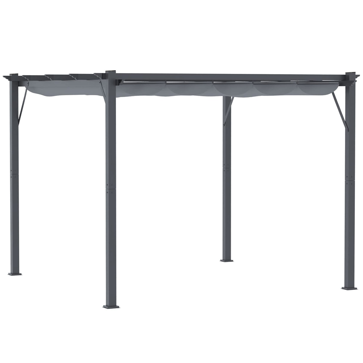 Outsunny 10' x 10' Aluminum Patio Pergola with Retractable Pergola Canopy, Backyard Shade Shelter for Porch, Outdoor Party, Garden, Grill Gazebo, Dark Gray Outsunny