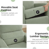 AEMEIOS Swivel Rocker Recliner, Oversized Manual Boucle Nursery Glider Rocking Recliner Chair with Removable Cushion, Upholstered Swivel Reclining Chair for Nursery Living Room Bedroom, Teddy Green