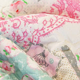Cmfshape Garden Floral Bedding Set Twin,Reversible Quilted Bedspread,Pink Butterfly Quilt Set,Reversible Stitched Coverlet with 1 Pillow Sham(Twin68 x86 Pink) Cmfshape