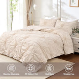 Uspring Quilts Queen Size Elegant Flower Bedding Set with 2 Pillow Shams, Lightweight Soft Quilted Bedspreads Cozy Stylish Floral Bedding Comforter Sets for All Season (Khaki, 90'' x 90'') Uspring