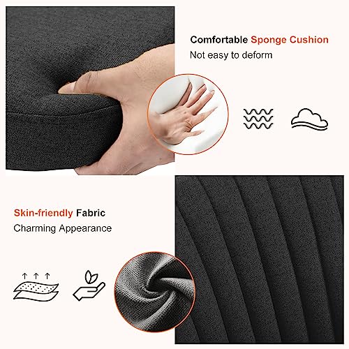 Sweetcrispy Armless Office Chair, Modern Fabric Home Office Desk Chairs with Wheels Adjustable Swivel Task Computer Vanity Seat for Small Spaces Sweetcrispy