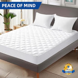 MEELUS Padded Queen Mattress Protector, Breathable Waterproof Mattress Pad Cover Fitted Deep Pocket 8"-21", Soft Noiseless Mattress Cover Washable Cooling for Home Hotel Bedroom, White MEELUS