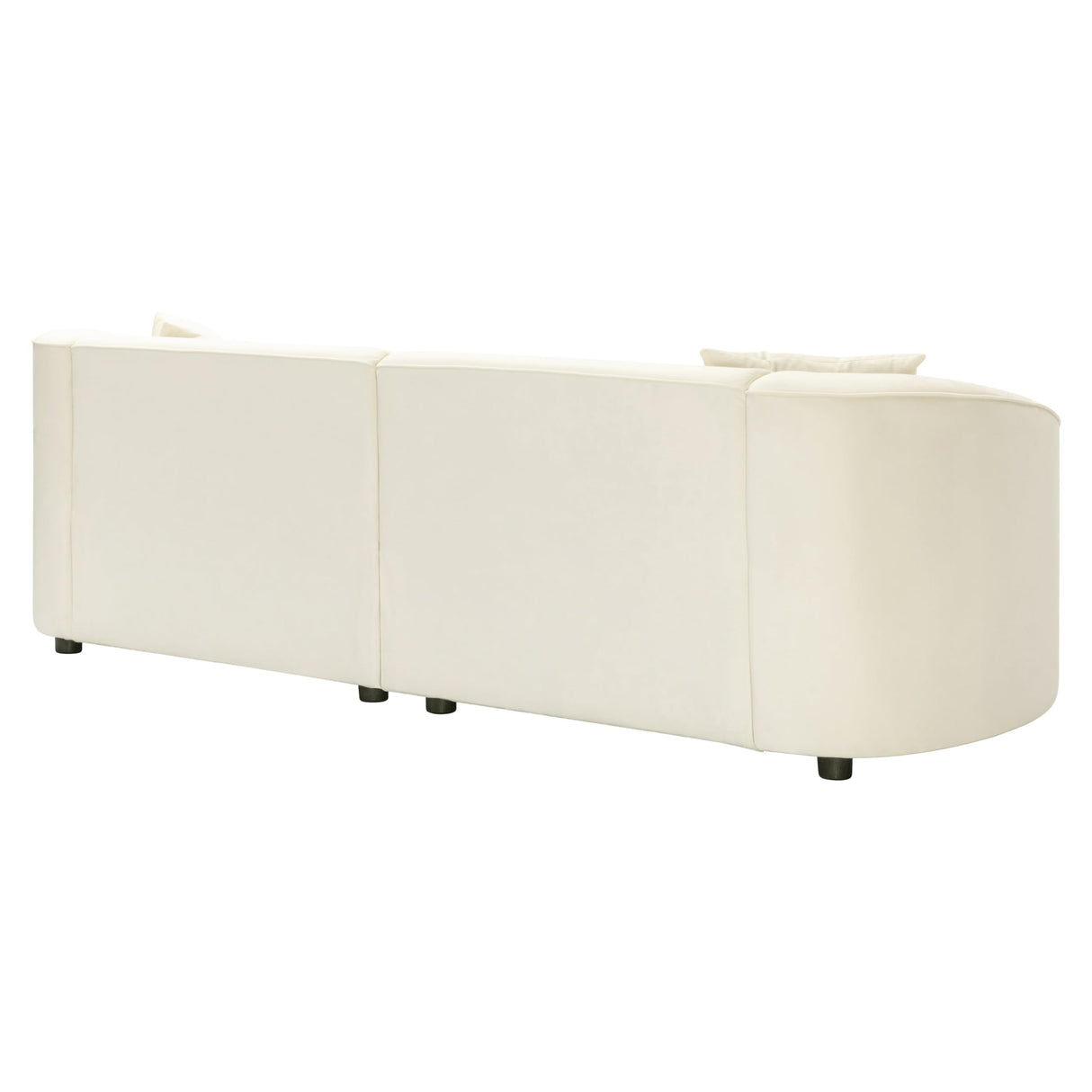 87" Curved Contemporary Sofa, Plush Seating, Streamlined Design, Ideal for Stylish Living Spaces, Modern Sofa for Living Room, Bedroom, Office (Beige+Velvet) DEKIMOW