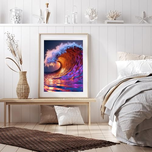 TZTTZT Diamond Art Kits for Adults - Sunlit Surf Kaleidoscope Wave Diamond Painting Kits for Adults Beginner, 12x16 in Frameless Diamond Painting Kit for Home Wall Decor TZTTZT
