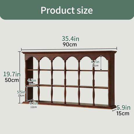 Qivzixamjr Vintage Wall-Mounted Curio Case, Wooden Coffee Cup Display Rack, Shadow Box Display Stands, Wall or Desk Top Storage Rack for Bedroom, Living Room, Kitchen(Brown) Qivzixamjr