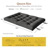 Furnify 6" Futon Mattress Queen Size, Futons Sofa Couch Bed with Straps, Thick Corduroy Fabric Floor Mattress for Adults, Foldable Mattress with Shredded Foam Filling (Frame Not Included), Grey Furnify
