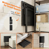 WOHOMO Folding Computer Desk with Adjustable Height, 23.6" x 31.5" x 25.6" Foldable Table with Monitor Stand, Small Office Desk for Bedroom, Space Saving Desk for Home Office, Easy Assemble, Black WOHOMO