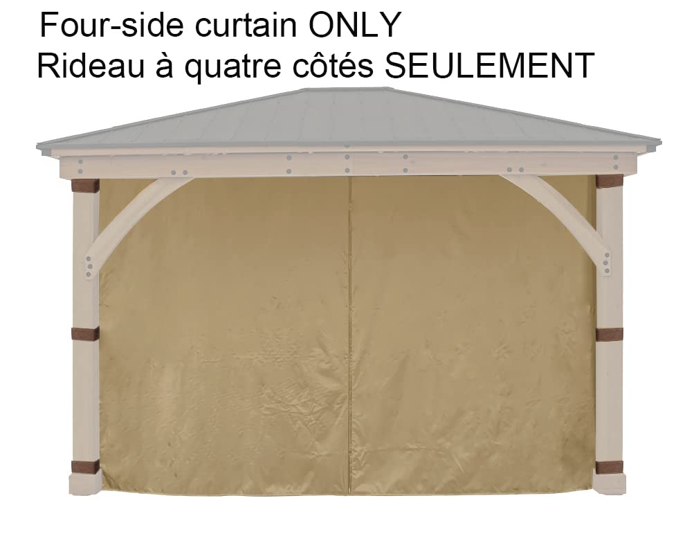 APEX GARDEN Replacement 4-Side Curtain for 11 ft. x 13 ft. Meridian Gazebo (Beige)