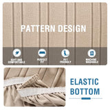 H.VERSAILTEX Stretch Futon Slipcover Armless Sofa Cover Furniture Protector Without Armrests Slipcover Soft with Elastic Bottom for Kids, Spandex Jacquard Modern Stripe Design, Sand H.VERSAILTEX