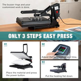 OLIXIS LW Heat Press, 15x15 Heat Press Machine for T Shirts with LCD Display & Memory Mode, 1200W Heat Transfer Machine for Bags, Pillows, Aprons OLIXIS