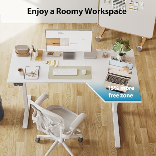 Agilestic Electric Standing Desk, Height Adjustable Desk, 63 x 35 Inch Sit Stand up for Work Office Home, L Shaped Ergonomic Rising Computer Table with Memory Preset, White Agilestic