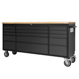 GarveeTech 72 in Rolling Tool Chest Cabinet, Mobile Workbench with 15 Drawers & Rubberwood Tabletop, Tool Organizer for Garage/Workshop/Warehouse, Black GarveeTech