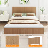 VINGLI Fluted Queen Bed Frame with Wingback Headboard and Footboard Storage Bench, Boho Wooden Single Platform Panel Bed with 4 Drawers,Mid-Century Modern Sleign Bed,Oak VINGLI