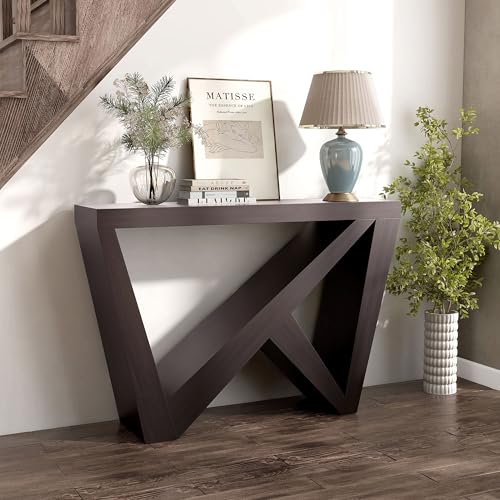 HOMES: Inside + Out Naomi Modern Decorative Accent Console with W-Shaped Legs, Narrow Desk, Wood Entryway Console Table for Living Room, Hallway, Entrance, Small Spaces, Cappuccino HOMES: INSIDE + OUT