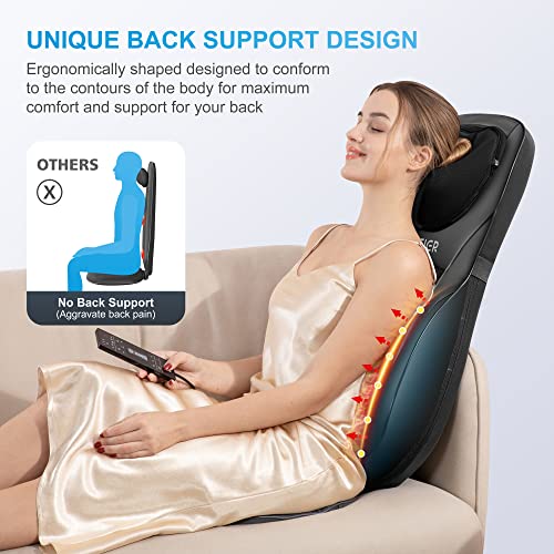 COMFIER Shiatsu Back Massager with Heat, Deep Kneading & Rolling Massage Chair Pad, Chair Massager for Office Home Use Mothers Day Gifts for Womem COMFIER
