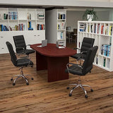 Flash Furniture 5 Piece Mahogany Oval Conference Table Set with 4 Black and Chrome LeatherSoft Executive Chairs Flash Furniture