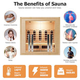 4-5 Person Hybrid Home Wood Sauna, Indoor WiFi Control Far Infrared & Traditional Canadian Hemlock Steam Saunas Spa with Red Light Therapy, 14 Heating elements & Electric Stove, Accessories, Rightdoor Smartmak