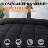 Cosybay Down Alternative Comforter (Black, Twin) - All Season Soft Quilted Twin Size Bed Comforter - Duvet Insert with Corner Tabs - Winter Summer Warm Fluffy, 64x88 inches Cosybay