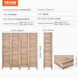 VEVOR Wood Room Divider, 4 Panel Wood Folding Privacy Screen, 66.9 Inches Tall Indoor Louvered Wooden Partition, Portable Decoration Screen, for Room Separation, Home, Office, Restaurant & Bedroom VEVOR